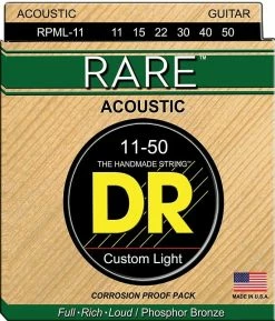 Empire Guitars DR RPML-11 Rare Phosphor Bronze Acoustic Guitar Strings - Medium Light (11-50) Accessories