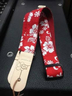 Empire Guitars Sherrin's Threads Red Hibiscus 1.5" Ukulele Strap *Free Shipping In The USA* Ukulele Accessories