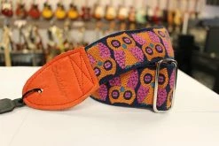 Empire Guitars Accessories Souldier Guitar Strap Owls Orange W/ Orange Leather Ends *Free Shipping In The USA*