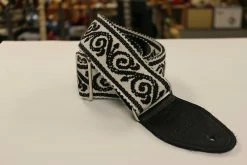 Empire Guitars Souldier Scroll Black Guitar Strap With Black Leather Ends *Free Shipping In The USA*