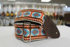 Empire Guitars Souldier Pillar Turquoise Guitar Strap With Brown Leather Ends *Free Shipping In The USA*