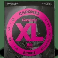 Empire Guitars D'Addario Chromes Short Scale Flat Wound Bass Strings 45-100 ECB81S