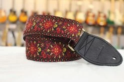 Empire Guitars Souldier Hendrix Maroon Guitar Strap With Black Leather Ends Gold Hardware*Free Shipping In The USA* Accessories