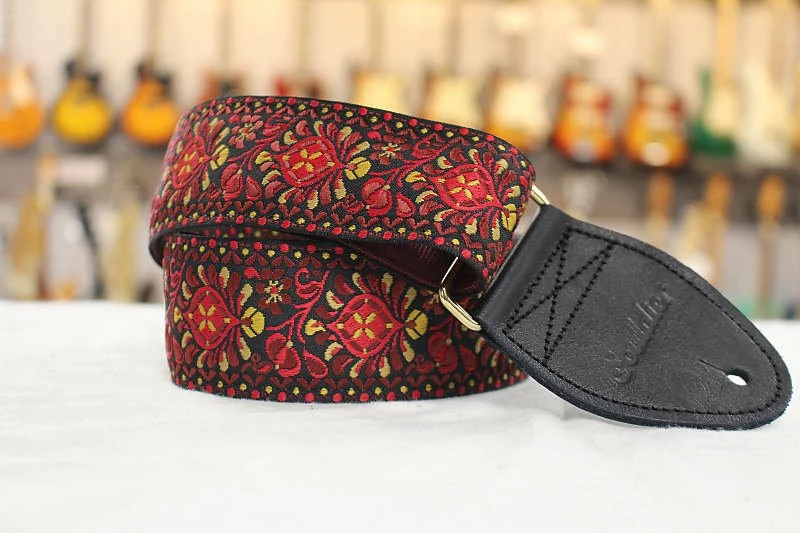 Best Sale ๐ Empire Guitars Souldier Hendrix Maroon Guitar Strap With Black Leather Ends Gold Hardware*Free Shipping In The USA* Accessories ๐ 2 Empire Guitars Souldier Hendrix Maroon Guitar Strap With Black Leather Ends Gold Hardware*Free Shipping In The USA* Accessories