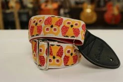 Empire Guitars Accessories Souldier Guitar Strap Owls Red W/ Black Leather Ends *Free Shipping In The USA*