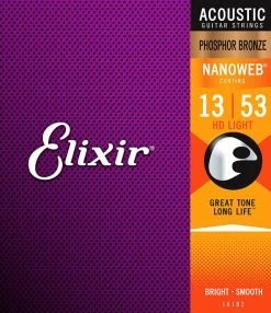 Empire Guitars Elixir 16182 Nanoweb Phosphor Bronze Acoustic Guitar Strings - HD Light (13-53) Accessories