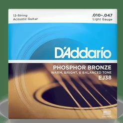 Empire Guitars Accessories D'Addario EJ38 12-String Phosphor Bronze Light Acoustic Guitar Strings