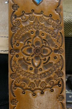 Empire Guitars Cheesecake Leather Mandala & Turqoise Guitar Strap