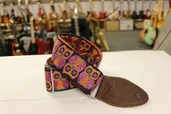 Empire Guitars Souldier Guitar Strap Owls Orange With Brown Leather Ends *Free Shipping In The USA* Accessories