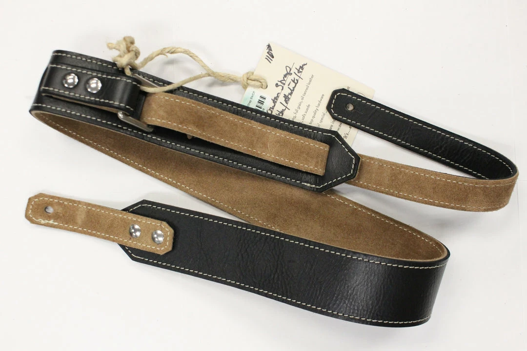 Hot Sale 🔔 Awlgoods Handcrafted Leather Guitar Strap Black/Tan With Off-White Stitching Accessories 👍 1 Awlgoods Handcrafted Leather Guitar Strap Black/Tan With Off-White Stitching Accessories