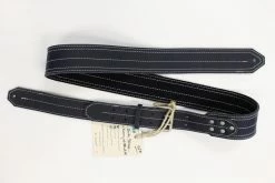 Awlgoods Handcrafted Leather Guitar Strap Navy With Off-White Stitching