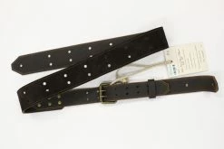 Awlgoods Handcrafted Leather Guitar Strap Double Hole Dark Brown/Brown With Light Brown Stitching Accessories