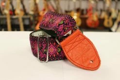 Empire Guitars Souldier Strap Hendrix Magenta With Orange Leather Ends 2" Guitar Strap *Free Shipping In The USA* Accessories