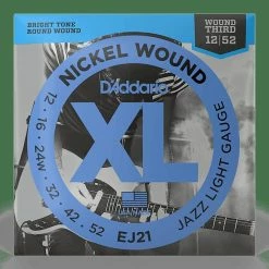 Empire Guitars D'Addario EJ21 XL Nickel Wound Electric Guitar Strings, Jazz Light Gauge Standard Accessories