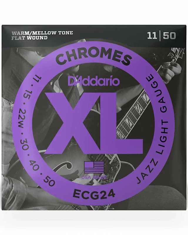 Promo ⌛ Empire Guitars D'Addario ECG24 XL Chromes Flatwound Electric Guitar Strings, Jazz Light Gauge Standard 🥰 1 Empire Guitars D'Addario ECG24 XL Chromes Flatwound Electric Guitar Strings, Jazz Light Gauge Standard