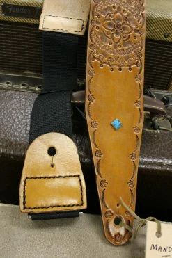 Empire Guitars Cheesecake Leather Mandala & Turqoise Guitar Strap