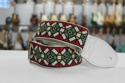 Empire Guitars Souldier Guitar Strap Stained Glass Red W/ White Leather Ends GS0178 SGR *Free Shipping In The USA*
