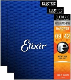 Empire Guitars Elixir 12002 Nanoweb Steel Guitar Strings - Super Light (9-42)-3 Packs *Free Shipping In The USA* Accessories