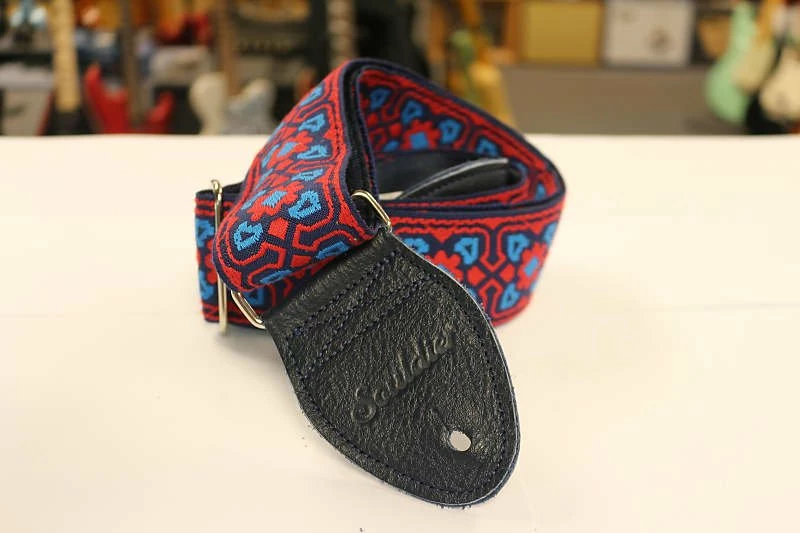Best deal ๐งจ Empire Guitars Souldier Guitar Strap Fillmore TQ RD On NV Back With Blue Leather Ends*Free Shipping In The USA* ๐ 1 Empire Guitars Souldier Guitar Strap Fillmore TQ RD On NV Back With Blue Leather Ends*Free Shipping In The USA*
