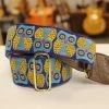 Empire Guitars Accessories Souldier Guitar Strap Owls Blue/Gold W/ Brown Leather Ends *Free Shipping In The USA