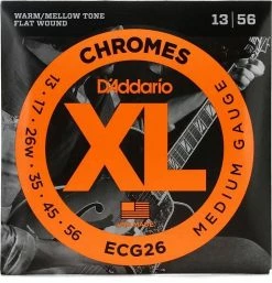 Empire Guitars D'Addario ECG26 XL Chromes Flatwound Electric Guitar Strings, Medium Gauge Standard