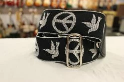 Empire Guitars Souldier Guitar Strap Peace Dove Black/White W/ Black Leather Ends *Free Shipping In The USA*