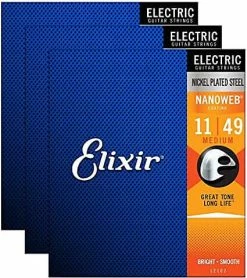 Empire Guitars Accessories Elixir 12102 Nanoweb Steel Electric Guitar Strings -Medium(11-49)-3 Packs *Free Shipping In The USA*