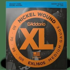 Empire Guitars Accessories D'Addario EXL160S Nickel Wound Short Scale Bass Guitar Strings, Medium Gauge