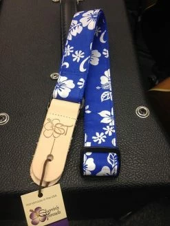 Empire Guitars Accessories Sherrin's Threads Blue Hibiscus 1.5" Ukulele Strap *Free Shipping In The USA*