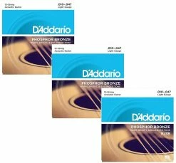 Empire Guitars D'Addario EJ38 12-String Phosphor Bronze Light Acoustic Strings- 3 Sets *Free Shipping In The USA* Accessories