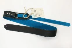 Awlgoods Handcrafted Leather Guitar Strap Black/Turqoise Accessories