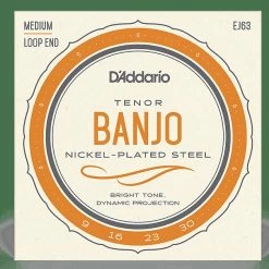 Empire Guitars D'Addario EJ63 Nickel Tenor Banjo Strings, Medium Gauge 4 String 9-30 Accessories